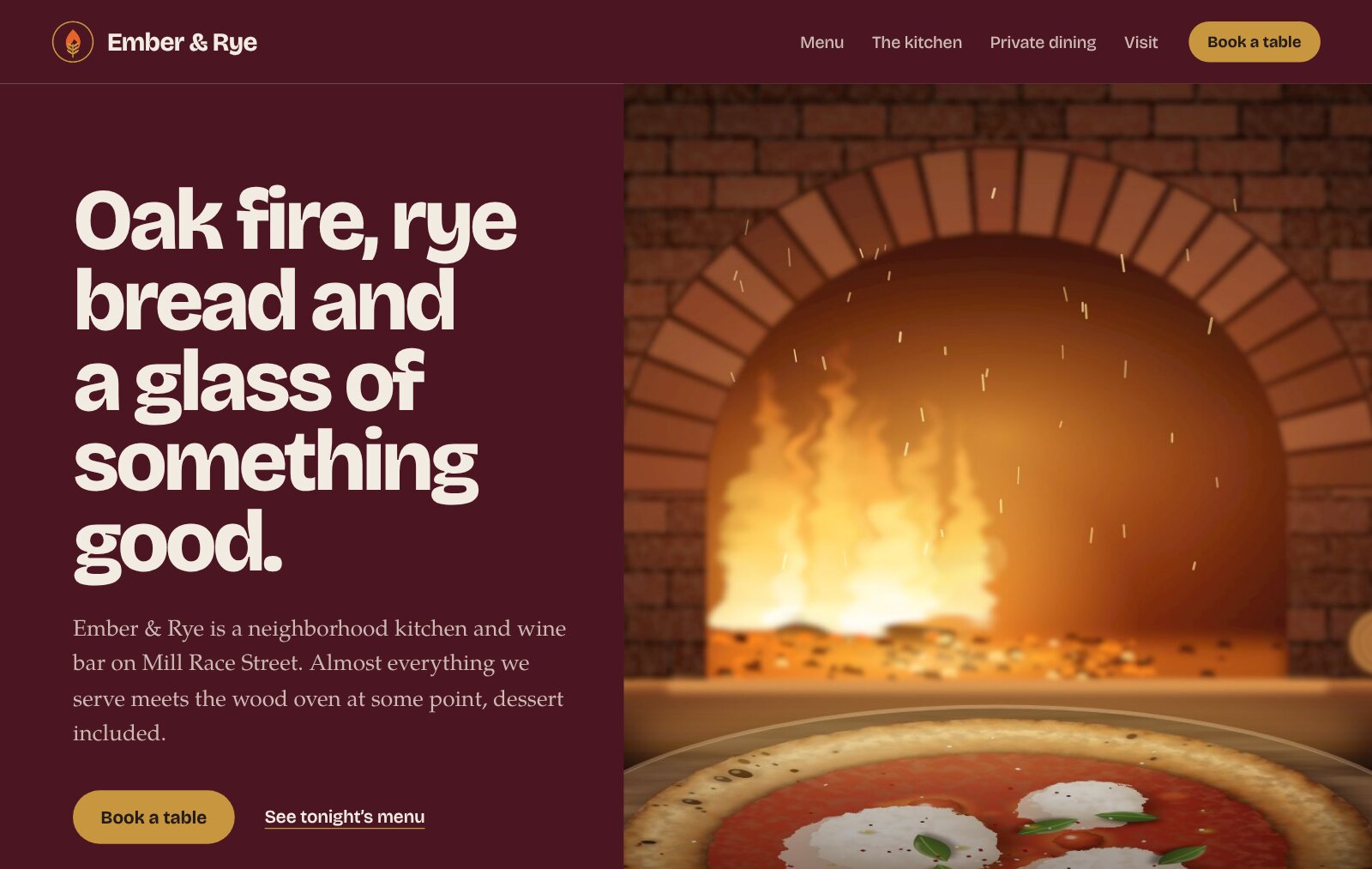 The finished, published restaurant page