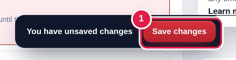 The Save changes bar at the bottom of the screen