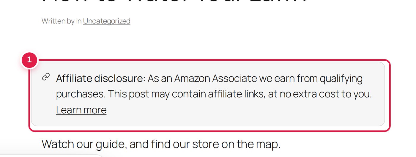 An affiliate notice at the top of a blog post